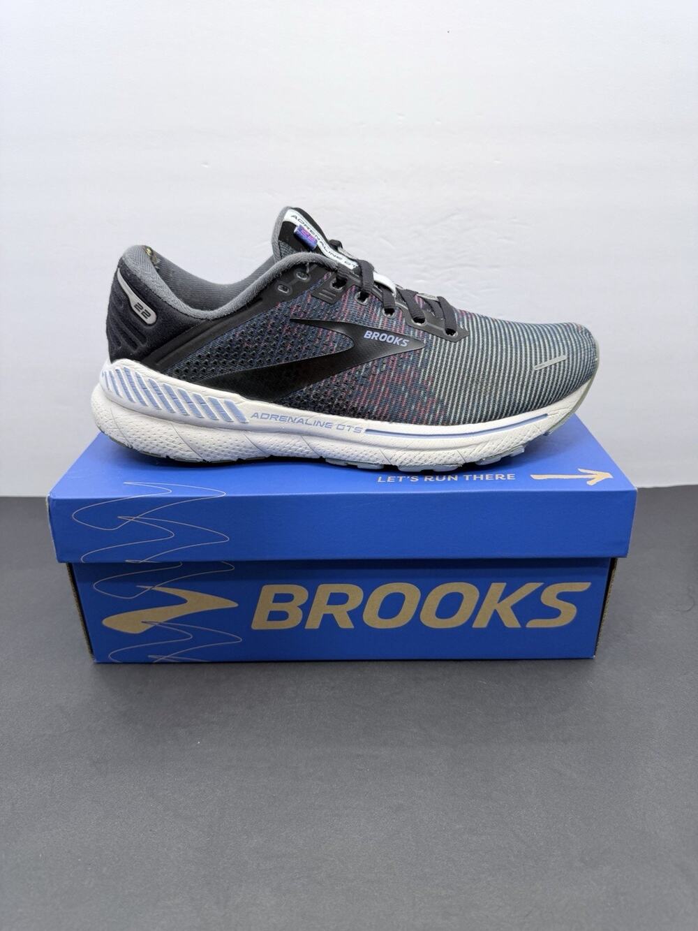 Brooks Adrenaline GTS 22 Women Running Shoes Size 10 Grey Black Pink 1203531B523